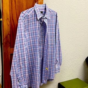 Men’s purple checked dress shirt